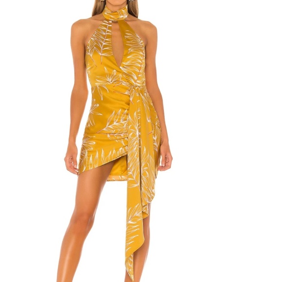 Camila Coelho Antonia Mini Dress in Gold Tropical REVOLVE size large NWT - Picture 1 of 16